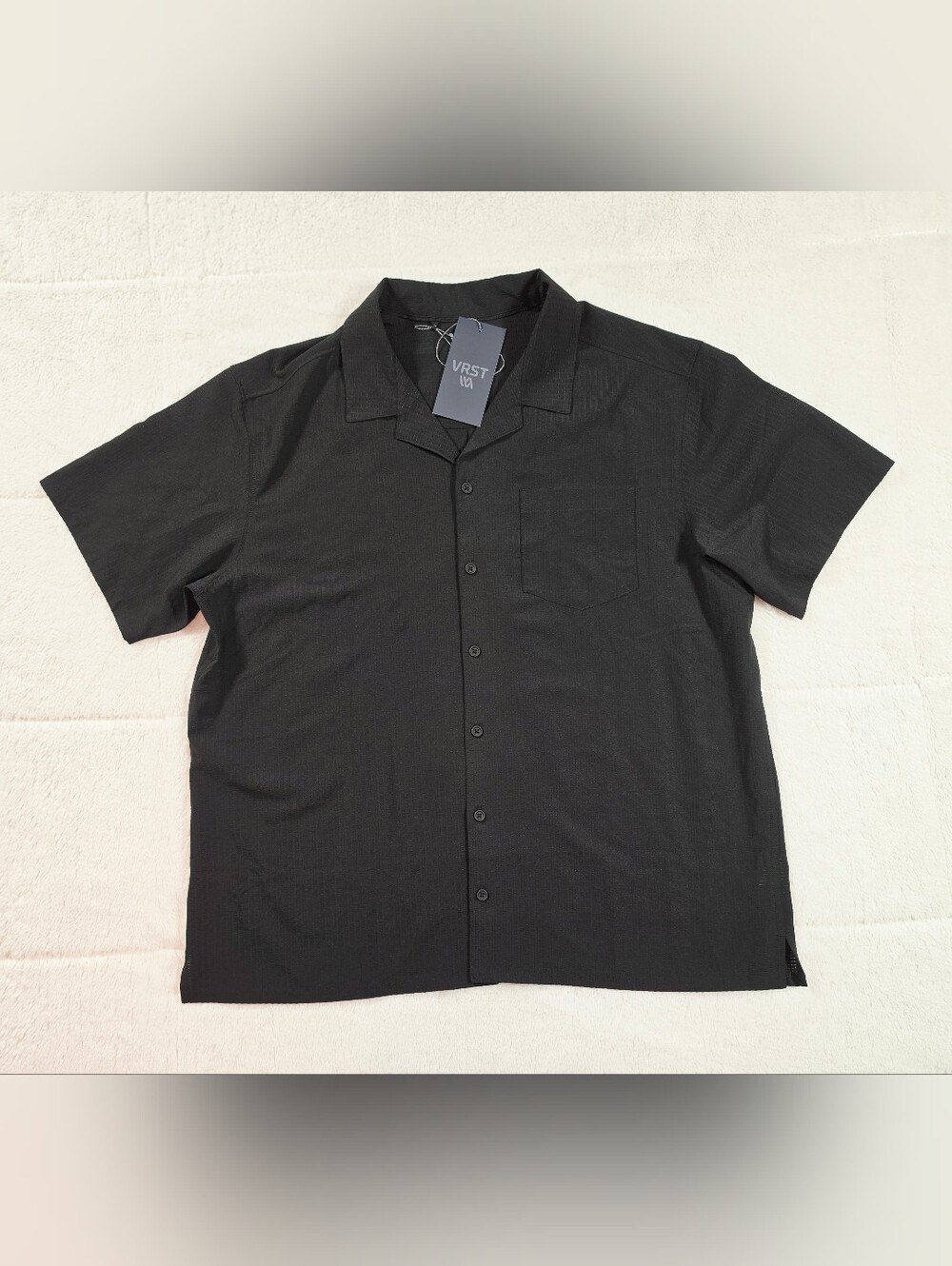 VRST Black Short-Sleeve Button-Down Camp Shirt